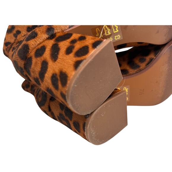 Madewell Amalia Leopard Booties Calf Fur Ankle Boots Front Zip Sz 7.5 Mob Wife - Picture 9 of 16